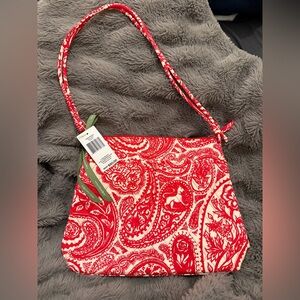 Vera Bradley Red and White Paisley Shoulder Bag